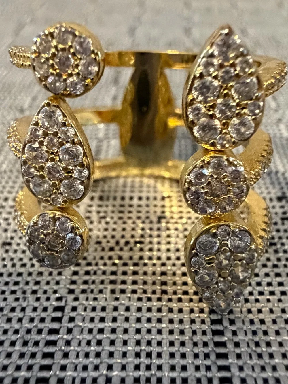 Gold-tone Crystal Teardrop and Round - Women Jewelry